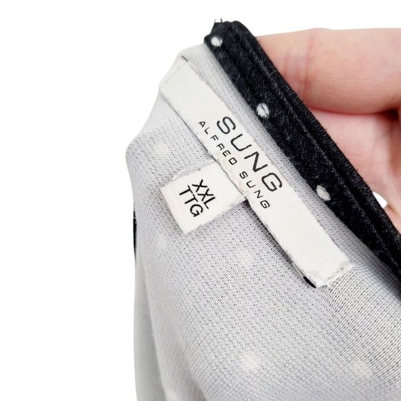 2/$20 Alfred Sung Black & White Polka Dots Top BlouseSize: XXL - Picture 8 of 9